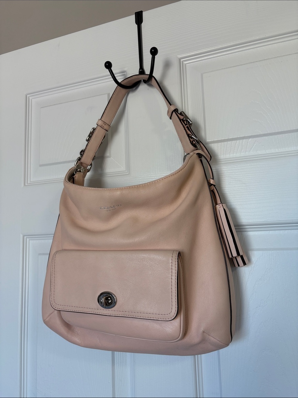Coach Soft Pebbled Leather Shoulder Bag in Blush Pink